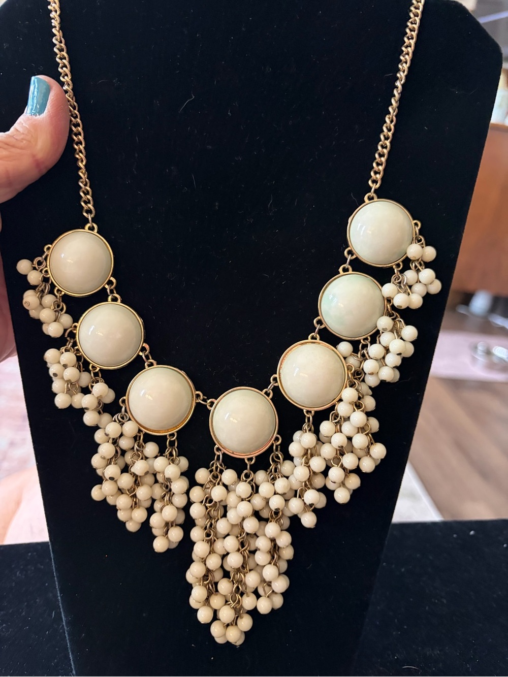 Classic Cream Statement Bib Necklace - Unbranded